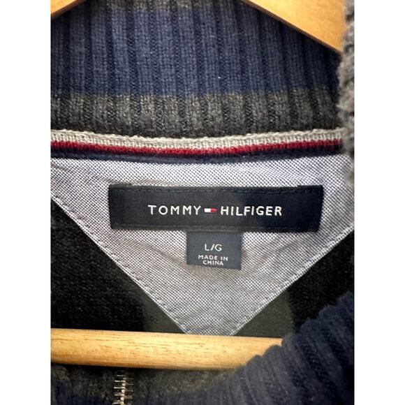 Tommy Hilfiger Gray Long Sleeve 1/4 Zip Pullover Sweater Men's Large - Picture 6 of 6